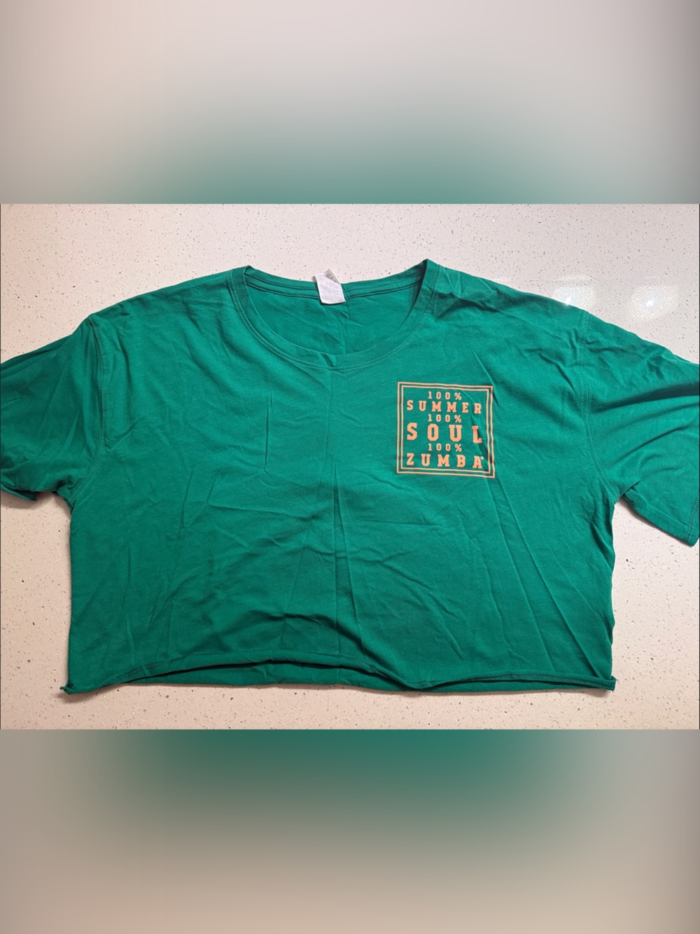 Zumba Fitness Green Crop Top with Gold Graphic